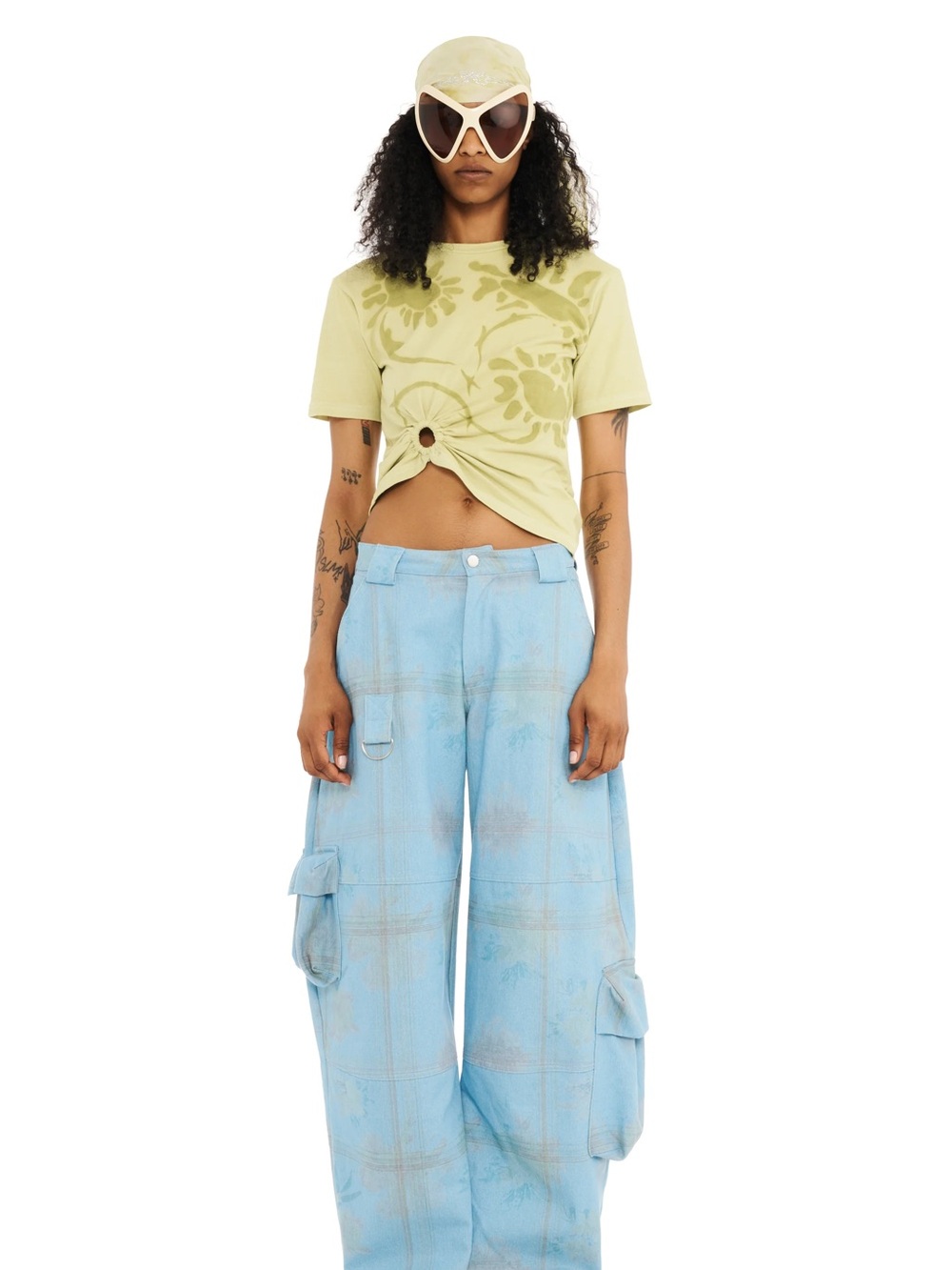 Collina Strada Lawn Floral Plaid Cargo Jeans